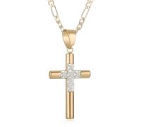 AsAlways Collana da donna con ciondolo a forma di croce placcata in oro 14 carati, semplice, con ciondolo a forma di croce, idea regalo