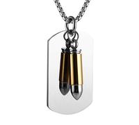 AsAlways Collana da uomo in acciaio inox punk, impermeabile, stile militare militare con piastrina in lega, con catena da 55,8 cm + 5,1 cm, Metallo, Non