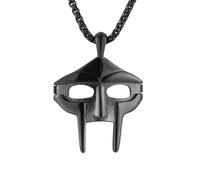 AsAlways Collana in acciaio inossidabile MF DOOM con ciondolo totem hip hop rap per festa gioielli regalo, 4.6 cm x 3.5 cm, Acciaio inossidabile, Non pietra preziosa
