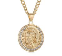 AsAlways Collana spartana greca antica per uomo, con catena cubana da 55,9 cm + 5,1 cm
