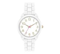 Asan Ge Orologio da donna resistente all'acqua, elegante cinturino in silicone per polsi da donna 13,7 cm - 17,8 cm, quadrante da 36 mm con numeri arabi, facile da leggere, bianco