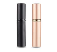 AsaNana Atomizzatore di profumo, riutilizzabile e da viaggio, bottiglia di profumo, a prova di perdite, pompa inferiore senza imbuto, lussuosa piccola donna e uomo, 5 ml (CLa-2P (nero e oro rosa))