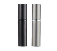 AsaNana Atomizzatore di profumo, riutilizzabile e da viaggio, bottiglia di profumo, a prova di perdite, pompa inferiore senza imbuto, lussuoso da donna e da uomo, 5 ml (CLa-2P (nero e grigio))