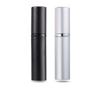 AsaNana - Nebulizzatore vuoto per profumo ricaricabile, tecnologia di riempimento senza imbuto, ideale per viaggi e bagaglio a mano, 5 ml (CLA-2P, nero e argento)