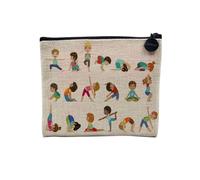 Asanas Hatha Yoga Meditation - Astuccio in lino per bambini in tela effetto lino, 15 x 10 cm, lino, 15 x 10 cm, Astuccio per il trucco