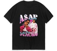 ASAP Rocky Graphic Print Men T Shirt Fashion Streetwear Vintage Punk Hip Hop Short Sleeve T-Shirt Cotton Tee Shirt Black S