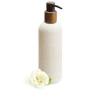 Asashizen Dispenser di sapone in resina da 250 ml in stile giapponese, facile da riempire, per lavello della cucina, bottiglie ricaricabili per shampoo e balsamo, con pompa in legno