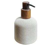 Asashizen Dispenser di sapone in resina in stile giapponese, da 250 ml, facile da riempire per lavello della cucina, bottiglie ricaricabili per shampoo e balsamo con pompa in legno