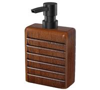 Asashizen Moderno dispenser di sapone in legno marrone scuro con pompa nera, elegante dispenser per lozioni eco-consapevole, accessorio da bagno e cucina, design elegante per un comodo utilizzo e