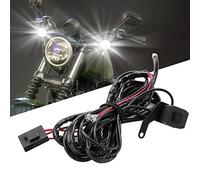 Asasytal LED Cablaggio della barra leggera, Universale Impermeabile Interruttore On/Off Kit relè con 2 LED per Motociclo Luci spot Luce ausiliaria/Fendinebbia Lampade di lavoro,1 Pezzo
