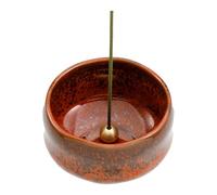 Asayu Japan Mini Portaincenso Arancione per Bastoncini, Fatto in Giappone, Cattura-cenere in Ceramica e Set Brucia-incenso in Ottone - Arancione