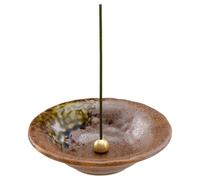 Asayu Japan Portaincenso Wabi-sabi per Bastoncini, Fatto in Giappone, Cattura-cenere in Ceramica e Set Brucia-incenso in Ottone (Marrone)