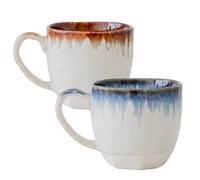 Asayu Japan Set di 2 Tazze in Ceramica Drip Blu e Marrone - Tazze Giapponesi Fatte a Mano con Effetto Smaltato sul Bordo