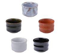 Asayu Japan Set di 5 Tazze Ochoko in Ceramica - Set Tradizionale Dipinta a Mano per Bevande Calde e Fredde - Piccole (50 ml ciascuna), Set di Bicchieri Multipurpose per Vino e Liquori Giapponesi