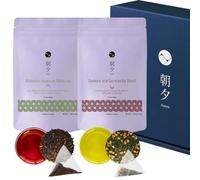 Asayu Japan Timeless Brew Gift Set - Confezione Regalo Duo (Wakocha e Gyokuro con Genmaicha) 30 Bustine, 100% Made in Japan, Tè Pregiato per Mattina e Sera