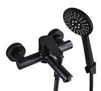 ASBEQUZBE Kit Miscelatore per Vasca da Bagno e Doccia, Rubinetto in Acciaio Inox Nero, 3 modalità, Miscelatore per Vasca, Doccia, doccetta e Set Flessibile Stabilize