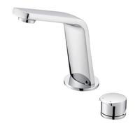 ASBEQUZBE Miscelatore per lavandino del Bagno, Doppio Foro, Rotondo, Interruttore Individuale, Caldo e Freddo, Set di 2 rubinetti per lavandino del Bagno in Ottone Cromato Stabilize