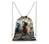 asbwuo A Pattern with Horses As A Background Drawstring Backpack Sport Gym Bags Yoga Shopping Travel Casual Daypacks for Women Men