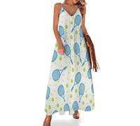 asbwuo Abito Lungo Maxi Senza Maniche con Scollo a V per Donna con Racchetta da Tennis e Imbracatura per Pollo Bal