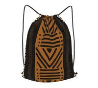 asbwuo African Mud Cloth Outdoor Leisure Drawstring Backpack, Lightweight Waterproof Sports Bag For Men & Women - Gym, Yoga, Travel