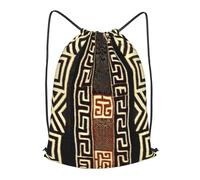 asbwuo Afrocentric Mud Cloth Print Outdoor Leisure Drawstring Backpack, Lightweight Waterproof Sports Bag For Men & Women