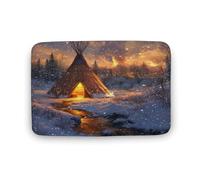 asbwuo Bellissimo tappeto da bagno con paesaggi innevati, tappetino da bagno con ruscello da campeggio con retro antiscivolo, in microfibra per a, lavandino, ingresso, 40,6 x 61 cm