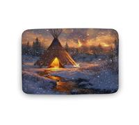 asbwuo Bellissimo tappeto da bagno con paesaggi innevati, tappetino da bagno con ruscello da campeggio con retro antiscivolo, in microfibra per a, lavandino, ingresso, 50,8 x 81,3 cm