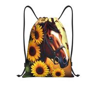 asbwuo Bellissimo zaino con coulisse a forma di farfalla con cavalli e girasoli, borsa sportiva leggera con spallacci regolabili per fitness, yoga, viaggi, calcio, pallavolo, piccolo