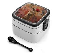 asbwuo Bento Box con Rosa in Bocca, Contenitori per la Preparazione dei Pasti a 2 Scomparti, Lunch Box Impilabile con Coperchi, Contenitori per Alimenti Riutilizzabili e Divisi per Viaggi e Lavoro