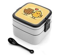 asbwuo Bento Box con Waffle e Pollo, Contenitori per la Preparazione dei Pasti a 2 Scomparti, Lunch Box Impilabile con Coperchi, Contenitori per Alimenti Riutilizzabili e Divisi per Viaggi e Lavoro
