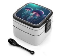 asbwuo Bento Box Medusa Colorata, Contenitori per la preparazione dei pasti a 2 scomparti, Lunch Box impilabile con coperchi, Contenitori riutilizzabili per alimenti divisi per viaggi e lavoro