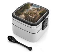 asbwuo Bento Box Toscana Italia, contenitori per la preparazione dei pasti a 2 scomparti, portapranzo impilabile con coperchi, contenitori riutilizzabili per alimenti divisi per viaggi e lavoro