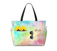 asbwuo Bigjpg_8x_Art_High_Rainbow Tie Dye, grande borsa da spiaggia per donna con cerniera e tasca impermeabile, borsa da palestra pieghevole e leggera per viaggi, spesa, nuoto, sport