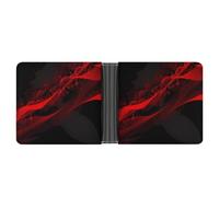 asbwuo Black And Red Background Leather Bifold Wallet with 2 Hidden Pockets 6 Card Slots Slim Wallets for Cash, Cards, And ID