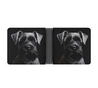 asbwuo Black Schnauzer Dog Leather Bifold Wallet with 2 Hidden Pockets 6 Card Slots Slim Wallets for Cash, Cards, And ID