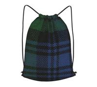 asbwuo Black Watch Ancient Original Scottish Tartan Outdoor Leisure Drawstring Backpack, Lightweight Waterproof Sports Bag For Men & Women - Gym, Yoga, Travel