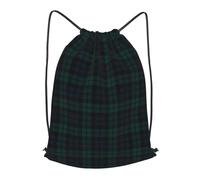 asbwuo Black Watch Tartan Outdoor Leisure Drawstring Backpack, Lightweight Waterproof Sports Bag For Men & Women