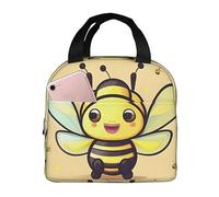 asbwuo Bolsa de almuerzo con diseño de abeja amarilla para hombre y mujer, elegante y grande, reutilizable, para el trabajo, picnic y senderismo, 21,5 cm de largo x 13 cm de ancho x 20 cm de alto.