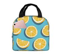 asbwuo Bolsa de almuerzo con diseño de gajos de limón para hombre y mujer, elegante y grande, reutilizable, para el trabajo, picnic y senderismo, 21,5 cm de largo x 13 cm de ancho x 20 cm de alto.