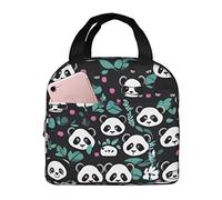 asbwuo Bolsa de almuerzo con diseño de panda para hombres y mujeres, elegante y grande, reutilizable, para el trabajo, picnic y senderismo, 21,5 cm de largo x 13,7 cm de ancho x 20,3 cm de alto.