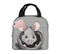 asbwuo Bolsa de almuerzo con diseño de rata gris para hombre y mujer, elegante y grande, reutilizable, para el trabajo, picnic y senderismo, 21,5 cm de largo x 13,7 cm de ancho x 20,3 cm de alto.