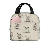 asbwuo Bolsa de almuerzo con fondo de conejo para hombres y mujeres, elegante y grande, reutilizable, para el trabajo, picnic y senderismo, 21,5 cm de largo x 13,7 cm de ancho x 20,3 cm de alto.