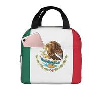 asbwuo Bolsa de almuerzo con la bandera de México para hombres y mujeres, elegante y grande, reutilizable, para el trabajo, picnic y senderismo, 21,5 cm de largo x 13 cm de ancho x 20 cm de alto.