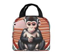 asbwuo Bolsa de almuerzo The Silent Monkey para hombres y mujeres, elegante y grande, reutilizable, para el trabajo, picnic y senderismo, 21,5 cm de largo x 13 cm de ancho x 20 cm de alto.