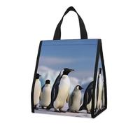 asbwuo Bolsa térmica reutilizable para el almuerzo, 9 l, a prueba de fugas, con diseño de cinco pingüinos y bolsillos interiores para mujeres y hombres, ideal para el trabajo, picnics y camping.