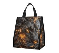 asbwuo Bolsa térmica reutilizable para el almuerzo, 9 l, a prueba de fugas, con diseño de león y fuego, con bolsillos interiores para mujeres y hombres, ideal para el trabajo, picnic y camping.