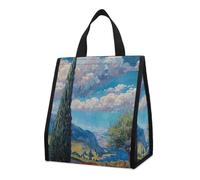 asbwuo Bolsa térmica reutilizable para el almuerzo, de 9 l, a prueba de fugas, con diseño de cipreses y bolsillos interiores para mujeres y hombres, ideal para el trabajo, picnic y camping.