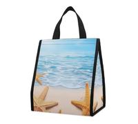 asbwuo Bolsa térmica reutilizable para el almuerzo, de 9 l, a prueba de fugas, con diseño de estrella de mar y bolsillos interiores para mujeres y hombres, ideal para el trabajo, picnics y camping.