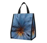 asbwuo Bolsa térmica reutilizable para el almuerzo, de 9 l, a prueba de fugas, con diseño de flores azules y bolsillos interiores para mujeres y hombres, ideal para el trabajo, picnics y camping.