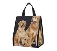 asbwuo Bolsa térmica reutilizable para el almuerzo, de 9 l, a prueba de fugas, con diseño de Golden Retriever y bolsillos interiores para mujeres y hombres, ideal para el trabajo, picnics y camping.